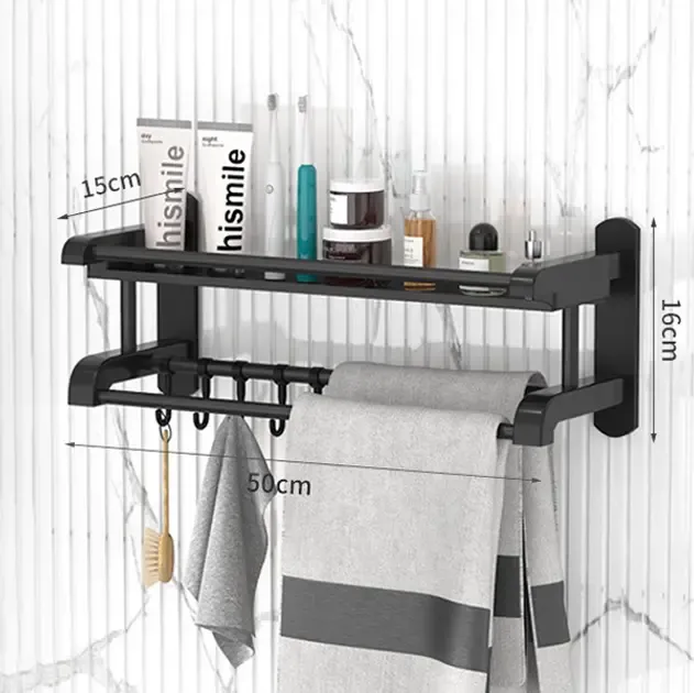 Полка для ванной комнаты с вешалкой для полотенец SKLM-9 40см Коломия - фото 2