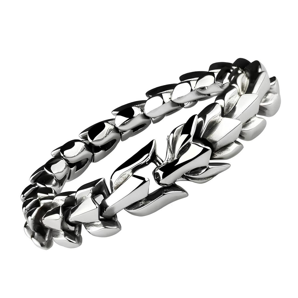 Сталевий чоловічий браслет у вигляді дракона RESTEQ — сріблястий браслет Дракон, довжина 19 см, 95 г Київ - фото 9