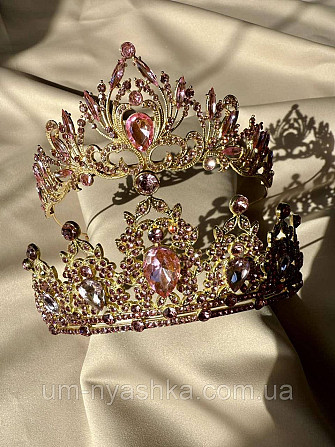 Діадема на обручі Корона рожева з каменями Кривий Ріг - фото 5