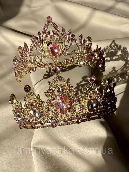 Диадема на обруче Корона розовая с камнями Кривой Рог - изображение 5