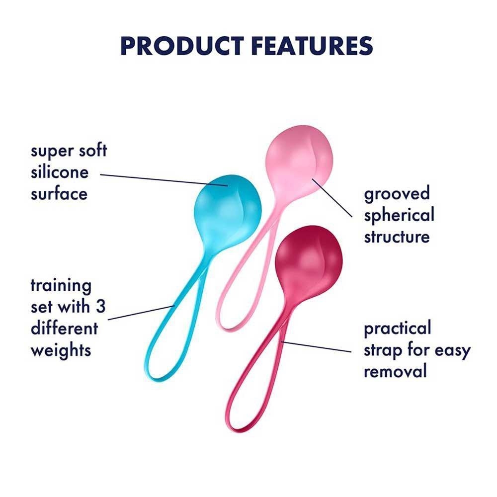 Набор одинарных вагинальных шариков Satisfyer Strengthening Balls разноцветные Sex Aura Киев - изображение 4
