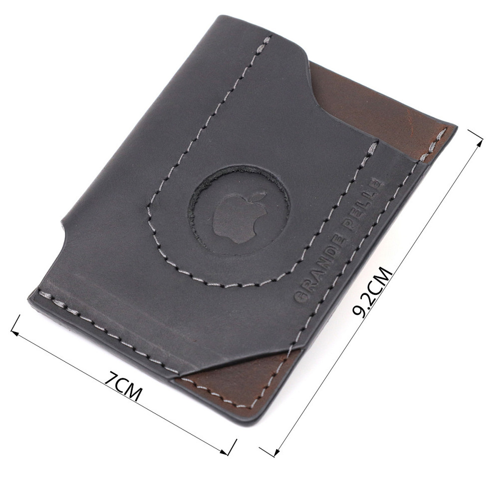 Цікавий картхолдер з утримувачем для Apple AirTag з натуральної шкіри GRANDE PELLE 11608 Чорний Київ - фото 7