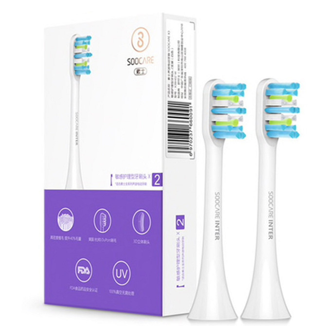 Насадка для зубної щітки Xiaomi SOOCAS X1/X3/X5 BH01W (Білі, 2 шт.) Николаев - изображение 7