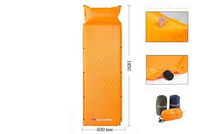Килимок самонадувний з подушкою Naturehike NH15Q002-D, 25мм, блакитний Київ - фото 4