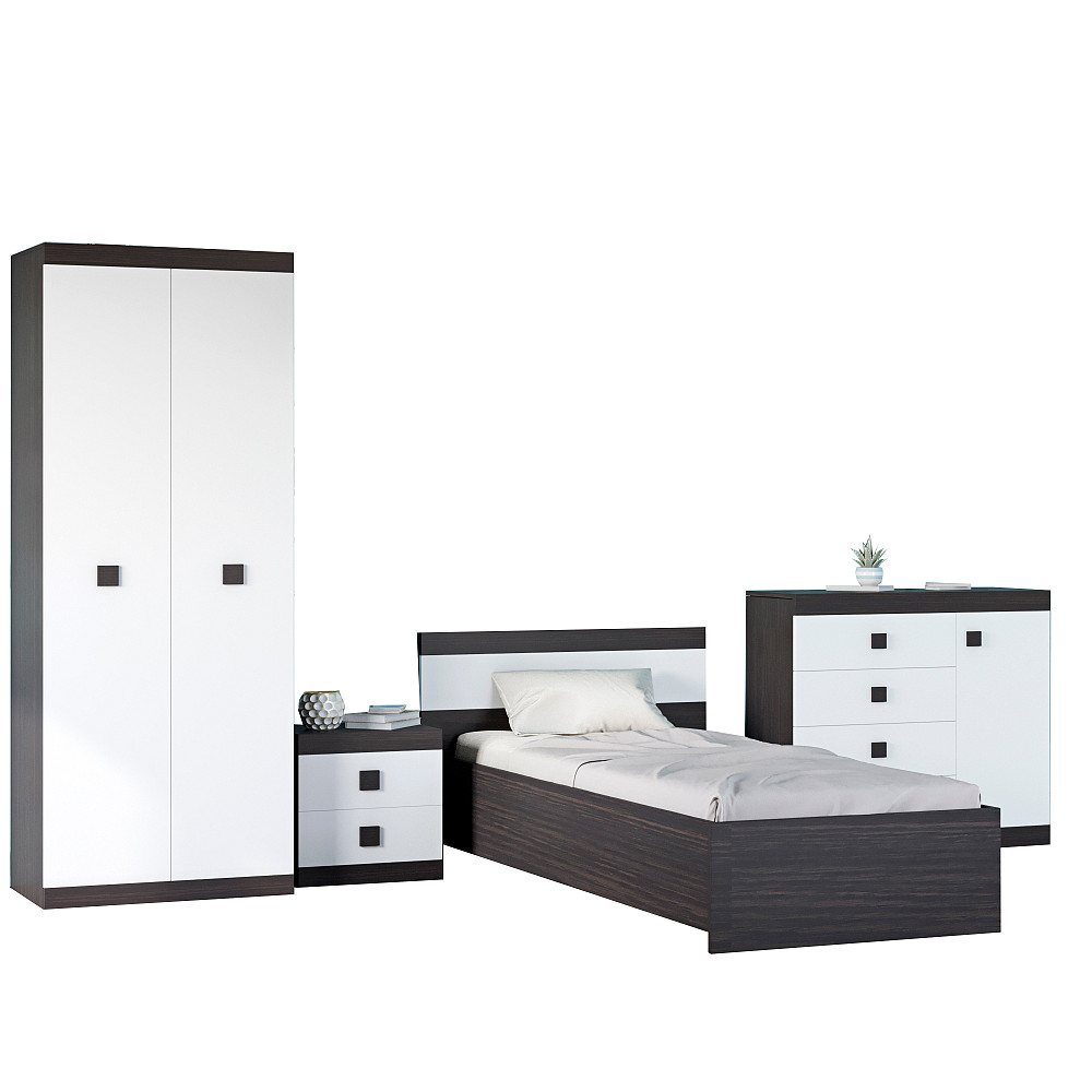 Спальня Детская Эверест Соната Комплект 7 (модульная - 4 элемента) венге темный + белый (DTM-2590) Львов - изображение 2