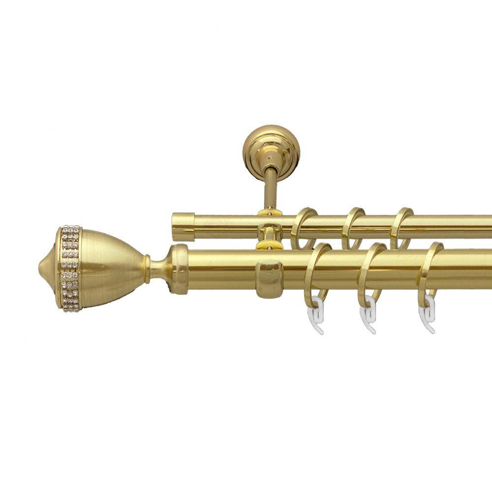 Карниз Orvit Етернія металевий дворядний відкритий гладка труба кільце фасонне металеве  Золото 25\16 мм 200 см (7035422) Львів - фото 1