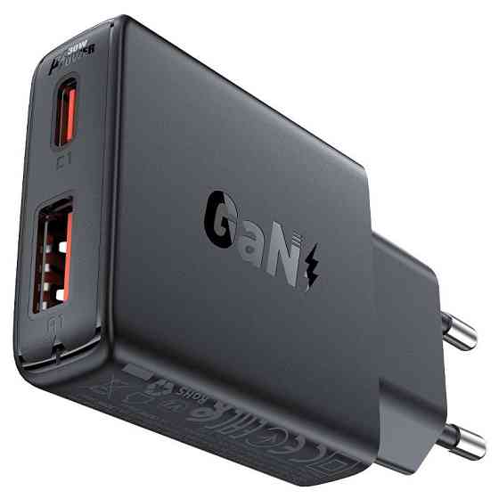 Мережевий зарядний пристрій ACEFAST A69 PD30W GaN (USB-A+USB-C) ultra-thin charger Black Одеса