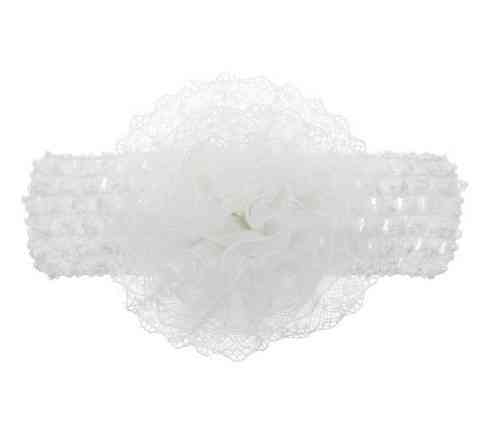 Детская повязка с цветком на голову универсальный белый Киев