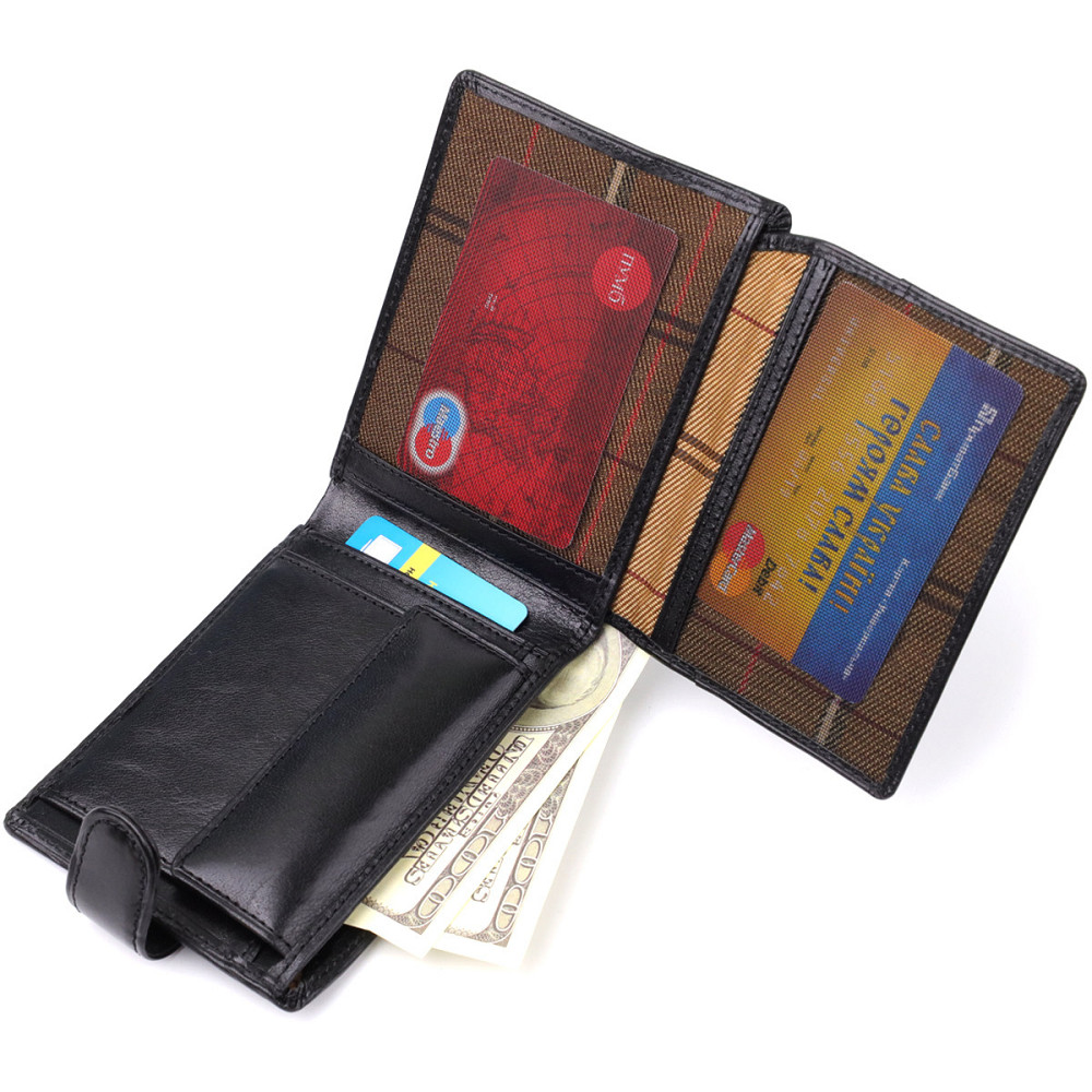 Бумажник мужской из гладкой натуральной кожи Черный (Tony Perotti) Киев - изображение 2