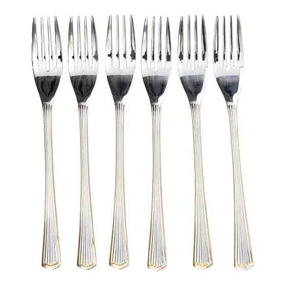 Yiwu Набір десертних виделок 6 штук виделки для десерту з нержавіючої сталі 15.2 см Срібло із з Коломия