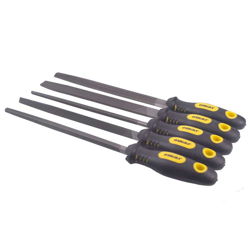 Набір напилків 5 шт 200 мм No2 двокомпонентна ручка (плоский, трикутний, напівкруглий, круглий, квадратний) SIGMA (4408621) Київ - фото 3