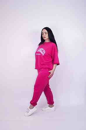 Костюм жіночий спортивний літній (футболка+штани) трикотажний Малиновий XS-S Харків