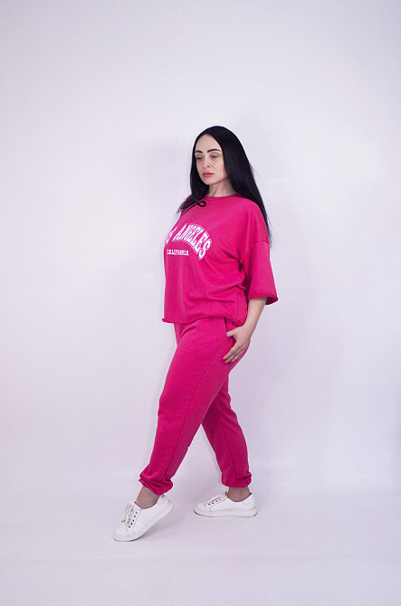 Женский летний спортивный костюм Малиновый XS-S Харьков - изображение 4