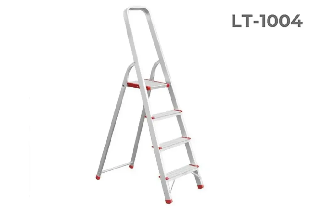Алюмінієва драбина, 4 сходи, висота до платформи 850 мм Intertool Вінниця - фото 1
