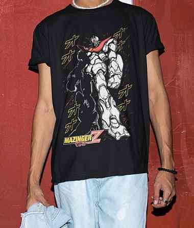 Футболка з аніме принтом Мазінгер З Раре Лого оверсайз (S/M/L) Чорний AnimeJ0840 Дніпро