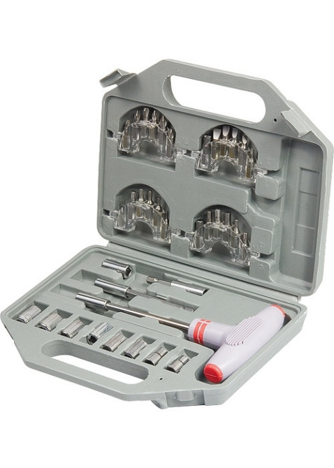 Отвертка с Т-образной эргономичной ручкой и набором насадок, 36 шт., CrV, в пласт. боксе MATRIX Полтава - изображение 1