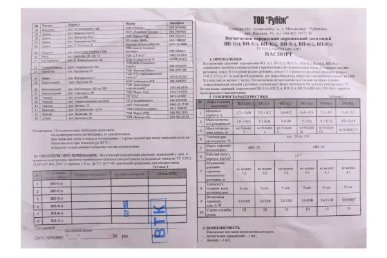 Вогнищений порошковий 1кг з манометром сертиф. Рубіг Вінниця
