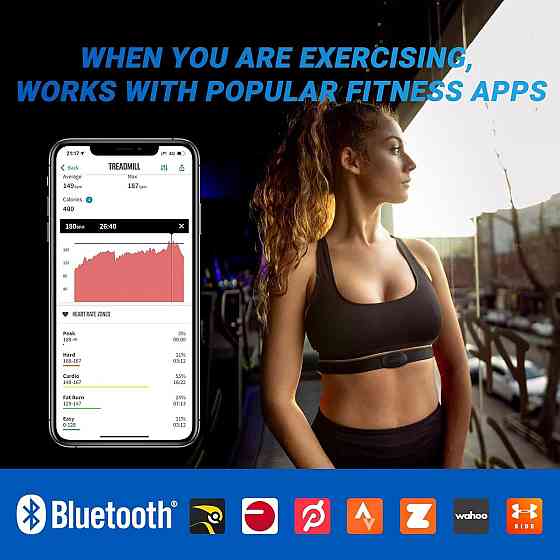 Нагрудный пульсометр, ремень монитор сердечного ритма с Bluetooth ANT+ IP67 для iOS Android Strava для спорта Киев