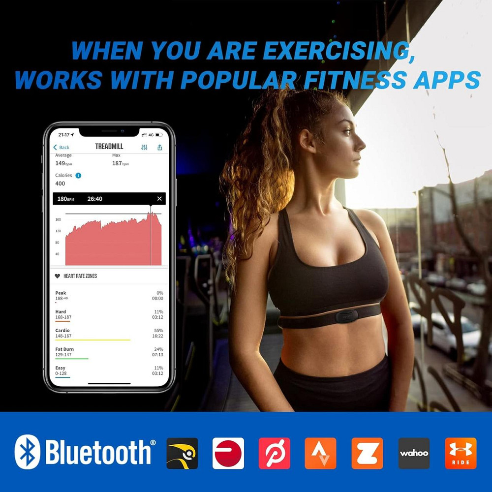 Нагрудный пульсометр, ремень монитор сердечного ритма с Bluetooth ANT+ IP67 для iOS Android Strava для спорта Киев - изображение 2