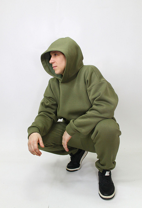 Мужской спортивный теплый костюм на флисе Хаки 46 Харьков - изображение 5