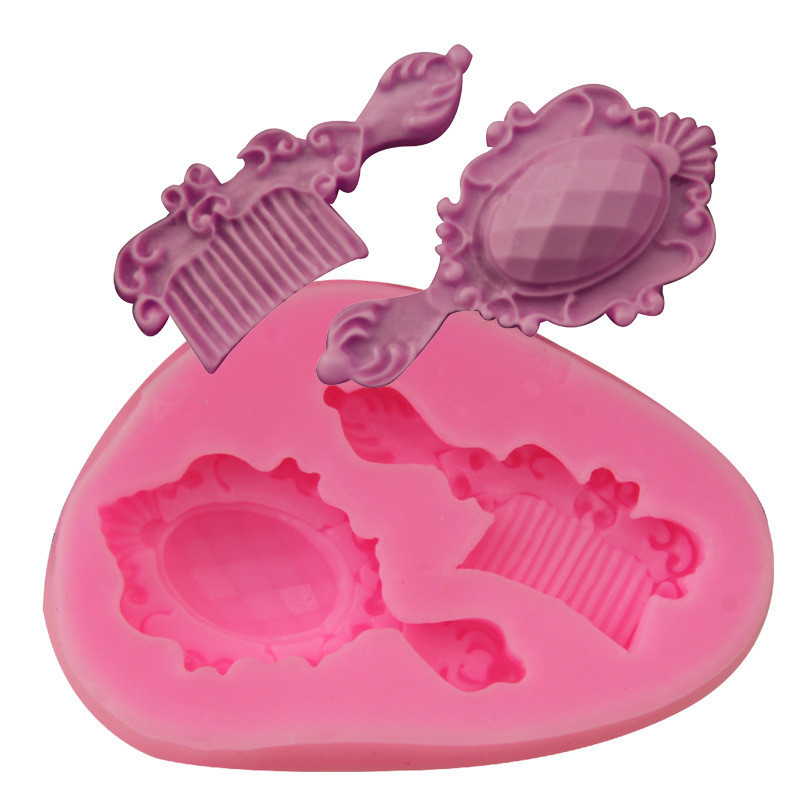 Силиконовый молд Расческа и Зеркало 65 на 43 мм розовый Киев - изображение 1