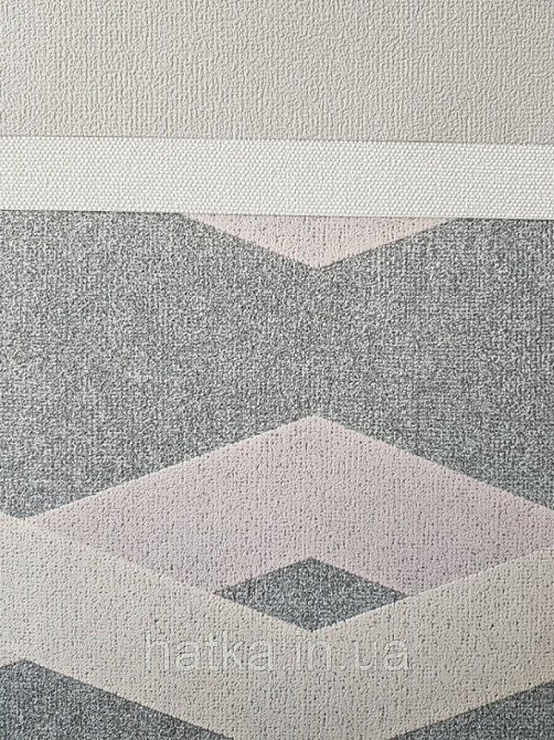 Шпалери вінілові на флізелін Marburg 82155 Giulia геометрія смуги зигзаг бежеві, сірі рожеві на сірому Київ - фото 2