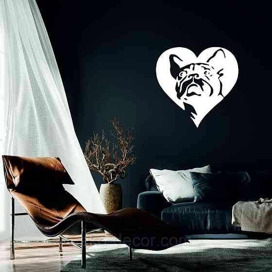 Декоративне настінне Панно «Французький  бульдог», Декор на стіну 50*38 см, Білий Київ