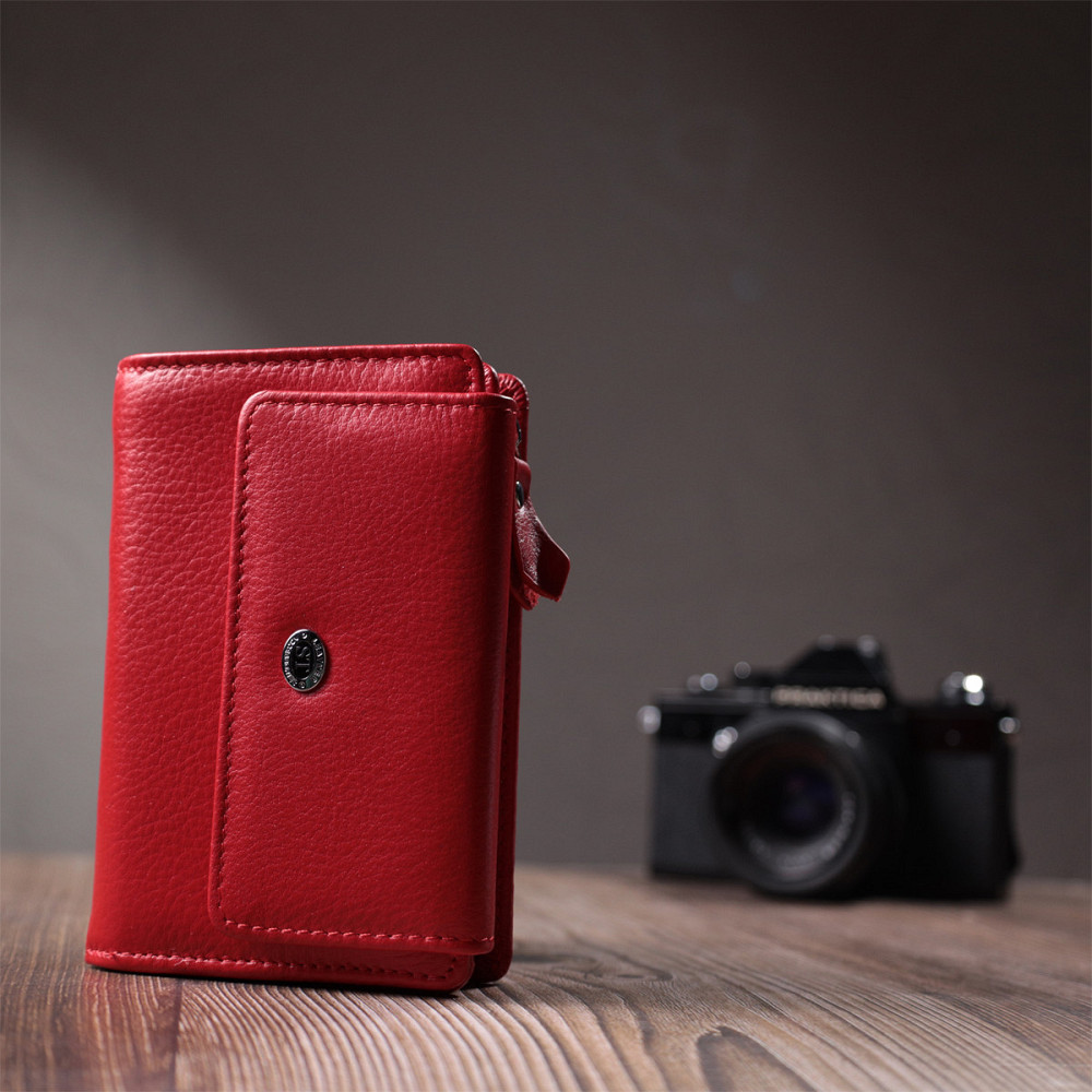 Жіночий шкіряний гаманець з монетницею, червоний (ST Leather) Київ - фото 20