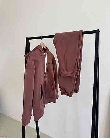 Жіночий повсякденний теплий костюм із тринитки на флісі Шоколад, 48/50 Одеса