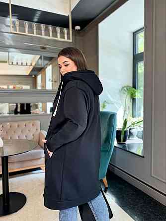 Жіноча тепла подовжена толстовка Oversize на блискавці тринитка на флісі Одеса