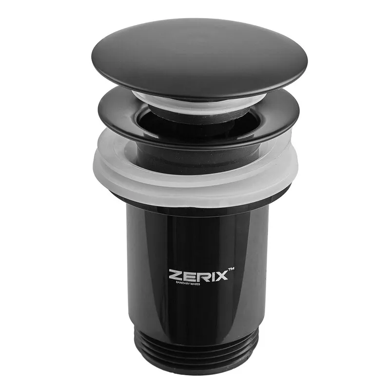 Донный клапан для раковины Zerix BV-01 BLACK 1 1/4'' с переливом автоматический СLICK-СLACK (Цвет черный) (ZX6016) Киев - изображение 1