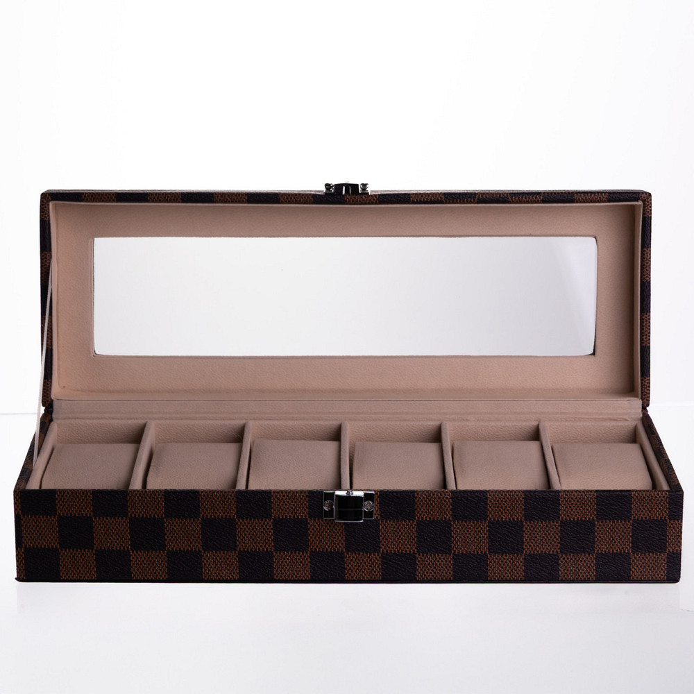 Скринька для годинників з екошкіри 6 відділень 31×11×7,5 см Коричневий Yiwu HP-5-14S Київ - фото 1