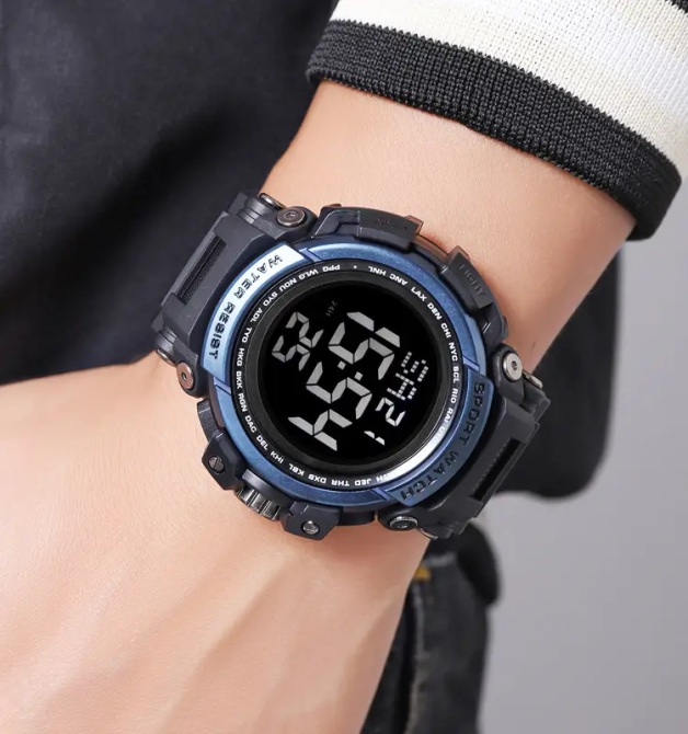 Часы мужские наручные спортивные Skmei 2422 (Черный с синим) Винница - изображение 7