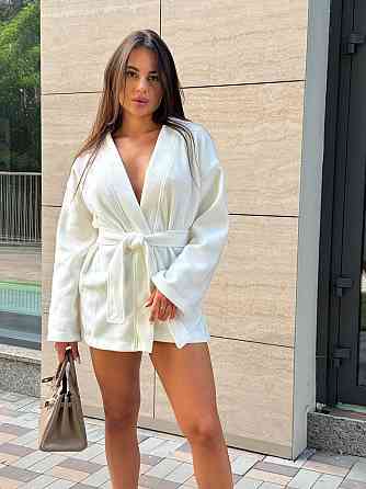 Жіночий теплий базовий короткий кардиган із заходом в'язана ангора Білий, 48/50 Одеса