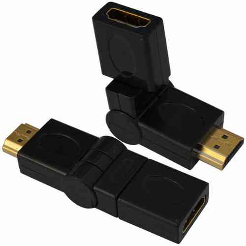 Переходник , штекер HDMI - гнездо HDMI, gold, поворотный на 360 градусов, пластик Полтава