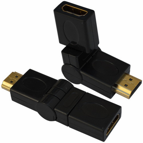 Переходник , штекер HDMI - гнездо HDMI, gold, поворотный на 360 градусов, пластик Полтава - изображение 1
