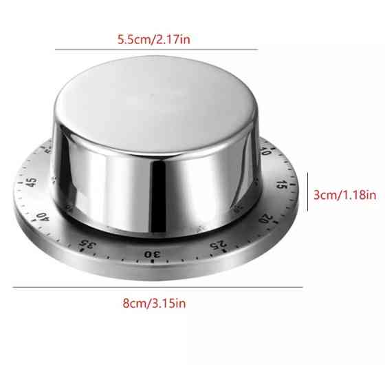 Таймер механічний для кухні, зворотній відлік, чориний,на магніті на задній частині виробу Київ