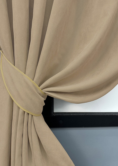 Комплект коротких штор VR-Textil Мікровелюр Petek YL № 1800ш Бежевий 130х170 см 2 шт (35-0382) Київ - фото 4