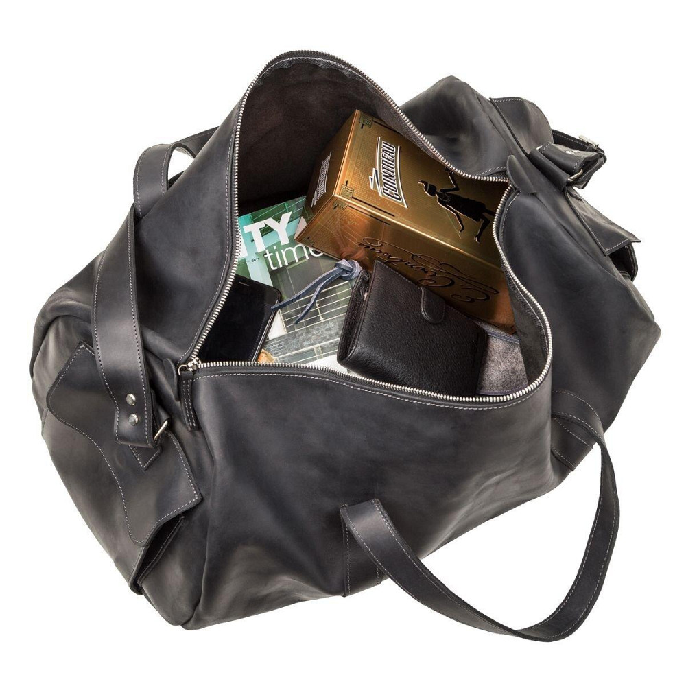 Сумка дорожная Grande Pelle 11046 из винтажной кожи Черная Киев - изображение 8