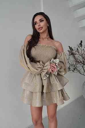 Женское романтическое праздничное платье, ткань: люрекс диско Бежевий, 42 Одесса