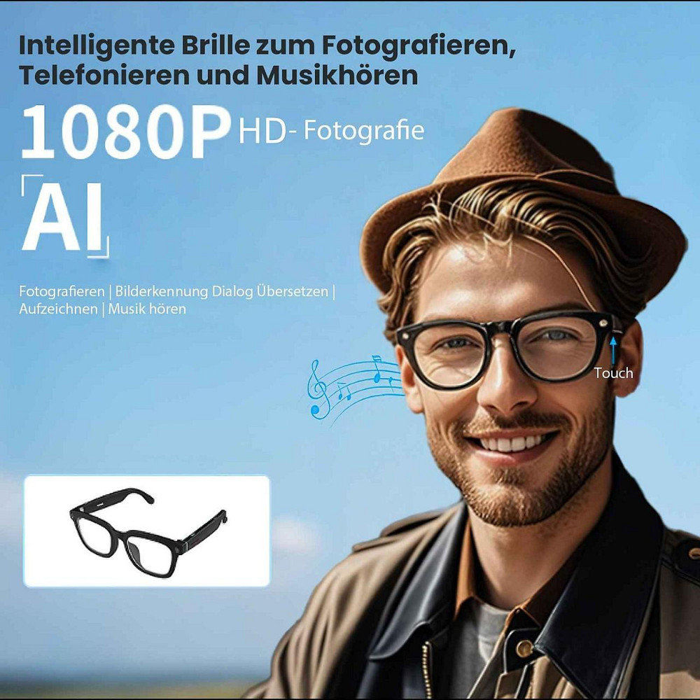 Розумні AI-окуляри з камерою 8MP, відео 1200P, Bluetooth 5.3, переклад, Open-Ear аудіо, ENC, Wi-Fi Sync, 220 мАг Київ - фото 14
