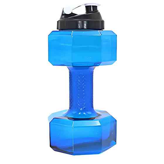 Фітнес пляшка для води у вигляді гантелі 2 в 1 RESTEQ, Спортивні пляшки, шейкер, Аквагантелі Сині Київ