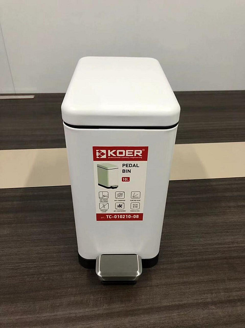 Відро для сміття з плавним закриттям прямокутне Koer TC-010210-08 10 л колір білий (KR5598) ( 29221 ) Харків - фото 2