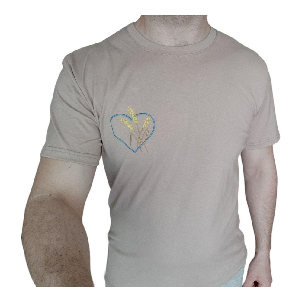 Футболка мужская с вышивкой колоски р. 44-60 бежевая Киев - изображение 2