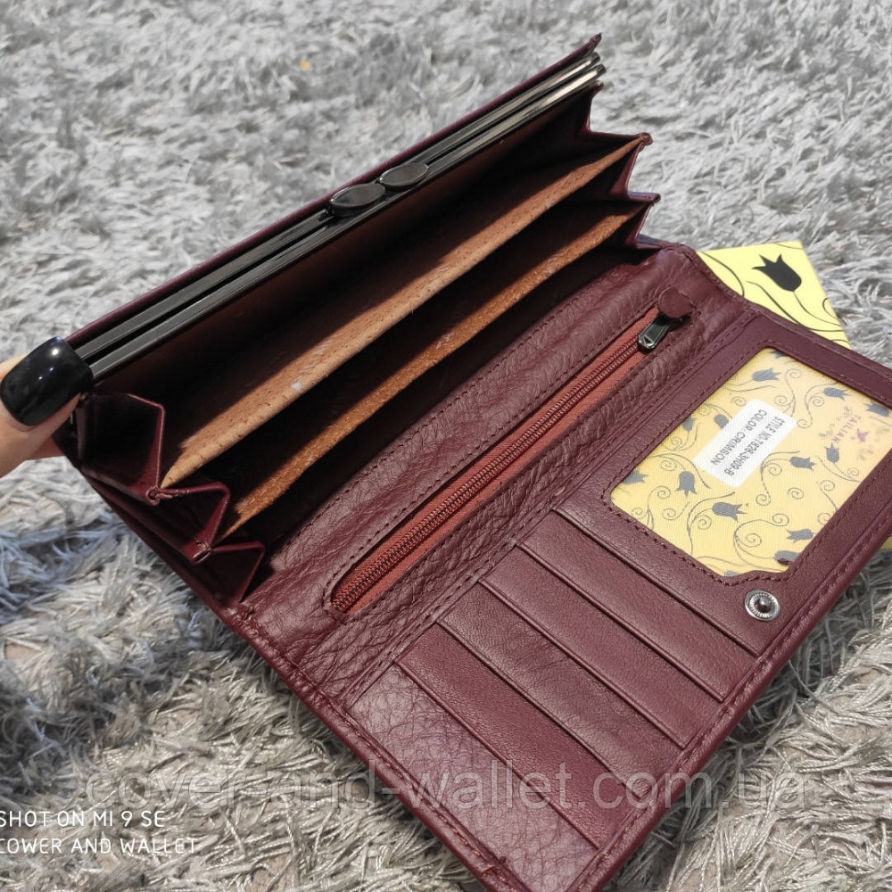 Класичний бордовий жіночий гаманець із натуральної шкіри Tailian 826 Київ - фото 8