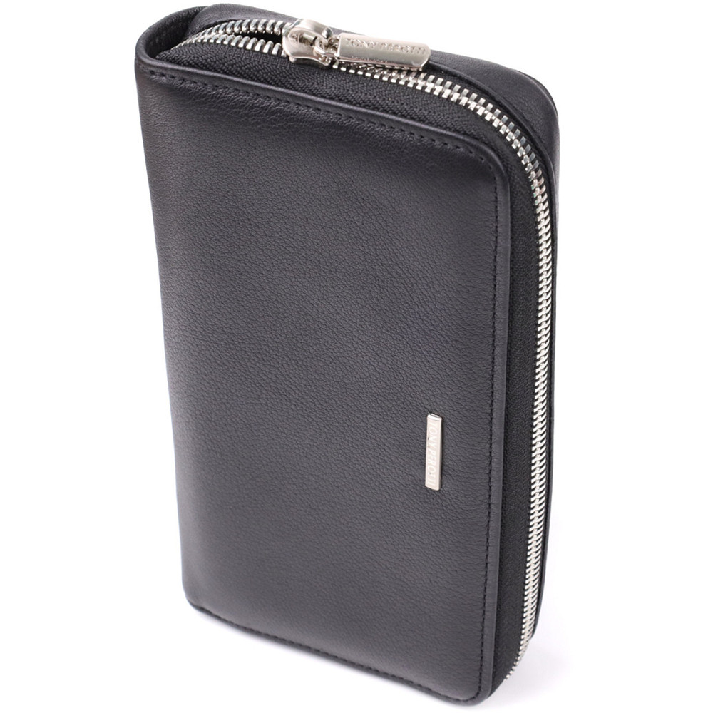 Практичний жіночий гаманець на одне відділення із зернистої натуральної шкіри Tony Perotti 20863_1 (3622 nero) Чорний Київ - фото 1