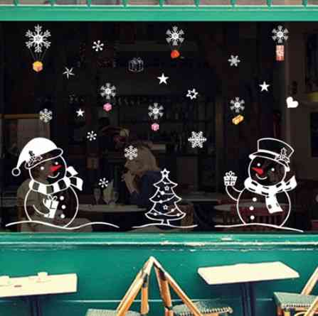 Силіконові новорічні наклейки Сніговики 70 на 50 см білий Київ