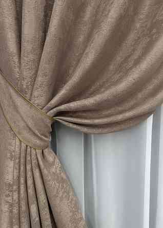 Комплект коротких штор VR-Textil Жаккард Sultan XO № 1682ш Какао 130х170 см 2 шт (35-0321) Киев