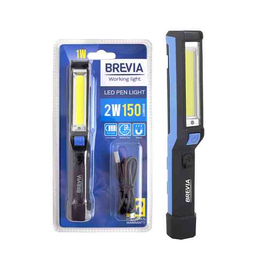 Фонарь инспекционный Brevia LED Pen Light 2W COB+1W LED 150lm 900mAh microUSB Львов