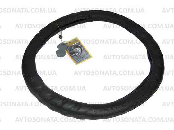 Обплетення шкіра 250 BK L чорна перфорування під пальці Вінниця